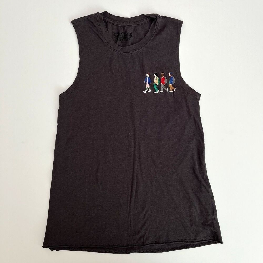 Stranger Things Embroidered Tank Top, Stranger Things Characters Sleeveless O4